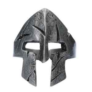 Inel cu coif de spartan, model istoric, tematica brave warrior, marime universala, reglabil, unisex, argintiu,