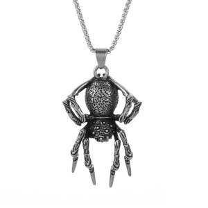Lant cu pandantiv, model paianjen prietenos, tematica spider world, unisex, argintiu,