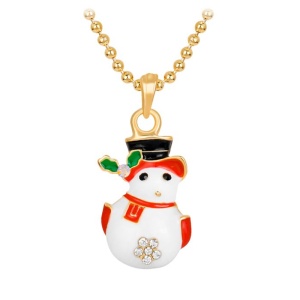 Lant dama cu pandantiv, model cu om de zapada vesel, tematica frosty winter, alb