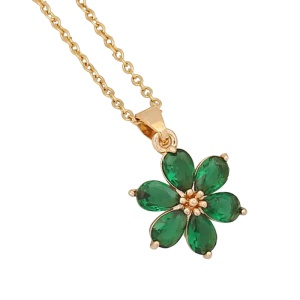 Lant dama, pandantiv floare eleganta, model delicat, tematica fancy flower, verde