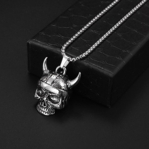 Lant luptator viking, model valhalla dead skull, unisex, argintiu, - Img 4