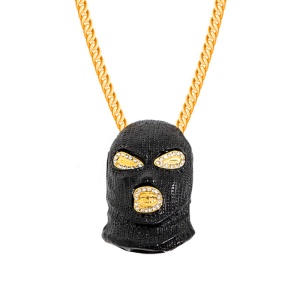 Lant, model hip hop, pandantiv masca thug life, unisex, negru,