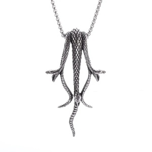 Lant retro cu pandantiv serpi multipli, model reptile periculoase, tematica snake nest, unisex, argintiu