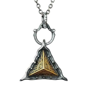 Lant unisex, pandantiv ochiul lui Horus, model special, tematica all seeing eye of God, argintiu cu auriu,