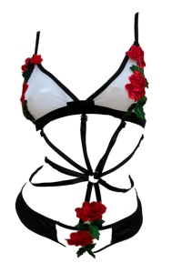 Lenjerie erotica body sexy, sutien cu pushup, chilot tanga, negru - Img 2