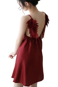 Lenjerie sexy dama, rochie scurta cu decolteu in V, model cu aripi de inger, tematica I’m your angel, rosie