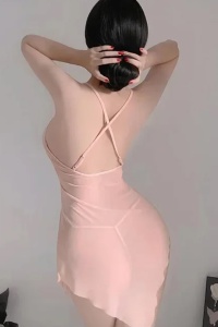 Lenjerie sexy dama, rochie semitransparenta cu bretele subtiri in X la spate, model incitant, tematica romantic nights, roz - Img 2