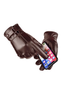 Manusi barbati, model elegant, prindere cu capse, tematica cool winter essentials, marime universala, maro - Img 2