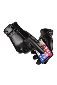 Manusi barbati, model elegant, prindere cu capse, tematica cool winter essentials, marime universala, negre - Img 2