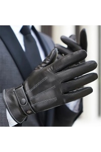 Manusi barbati, model masculin, prindere cu capse reglabila, tematica business style, marime universala, negre - Img 4