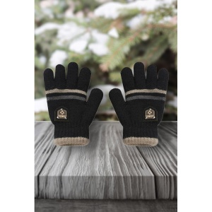 Manusi copii, model chic cu manseta elastica, tematica classy winter, marime 8 – 10 ani, negre - Img 3
