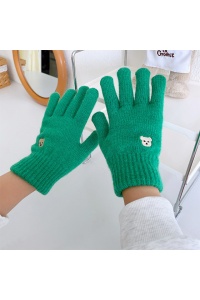 Manusi dama, model clasic calduros, accesorizate cu ursulet, tematica feeling warm, marime universala, verzi - Img 4