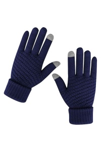 Manusi dama, model confortabil cu manseta dubla si touch screen, calduroase si fashion, tematica stay active, marime universala, albastru navy
