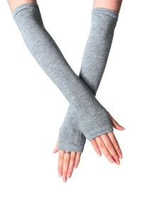 Manusi dama, model lung cu degete descoperite, tematica stay warm, marime universala, gri deschis