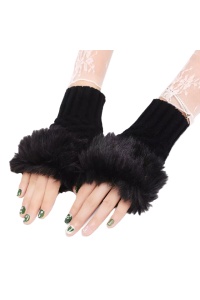 Manusi dama, model pentru incheietura, blanita la baza, marime universala, negre