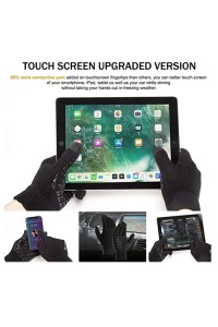 Manusi, model cu degete touch screen, tematica easy winter tech gloves, non – slip pe toata palma, unisex, marime universala, roz inchis - Img 4