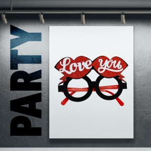 Ochelari amuzanti fara lentile, model petrecere fashion, buze love you, tematica party style, negri - Img 2