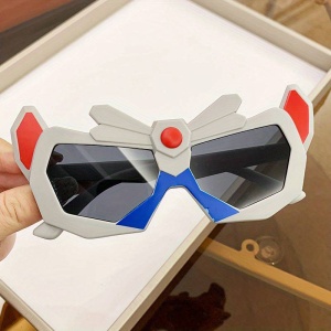 Ochelari de soare pentru baieti, model spirit de razboinic, tematica armura transformers, marime universala, gri deschis - Img 4