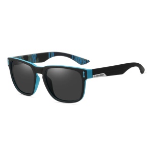 Ochelari de soare pentru barbati, model casual, tematica sport summer, marime universala, negru si albastru inchis