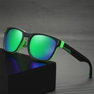Ochelari de soare pentru barbati, model casual, tematica sport summer, marime universala, verzi - Img 2