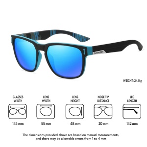 Ochelari de soare pentru barbati, model casual, tematica sport summer, marime universala, negru si albastru - Img 3