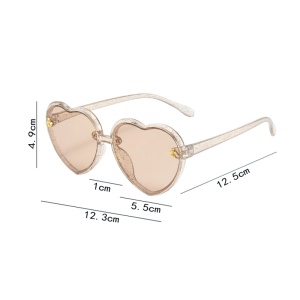 Ochelari de soare pentru copii, design in forma de inima, model pentru fetite albinuta fashion, marime universala, bej - Img 4