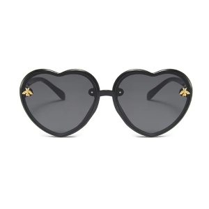 Ochelari de soare pentru copii, design in forma de inima, model pentru fetite albinuta fashion, marime universala, negri - Img 2