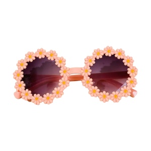 Ochelari de soare pentru copii, model pentru fetite cu floarea soarelui summer vibe, marime universala, corai