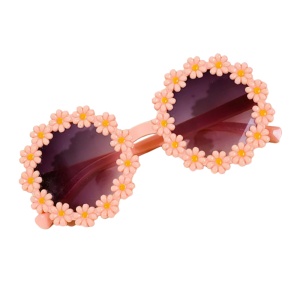 Ochelari de soare pentru copii, model pentru fetite cu floarea soarelui summer vibe, marime universala, corai - Img 2