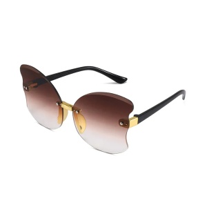 Ochelari de soare pentru copii, model pentru fetite fluturas, gradient, marime universala, maro