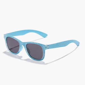 Ochelari de soare pentru copii, unisex, model clasic cu rama in culori vesele, tematica chill summer, marime universala, albastri