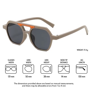 Ochelari de soare pentru copii, unisex, model cu rama chic, detaliu de contrast, tematica cool summer, marime universala, gri - Img 4