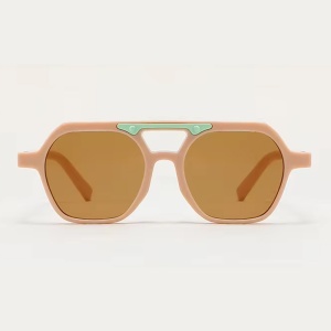 Ochelari de soare pentru copii, unisex, model cu rama chic, detaliu de contrast, tematica cool summer, marime universala, roz - Img 2