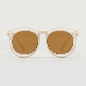Ochelari de soare pentru copii, unisex, model cu rama fashion, tematica cozy summer, marime universala, albi - Img 2
