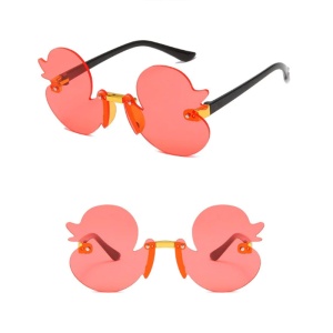 Ochelari de soare pentru copii, unisex, model cu ratuste, tematica Ducky the fancy duck, marime universala, portocalii - Img 3