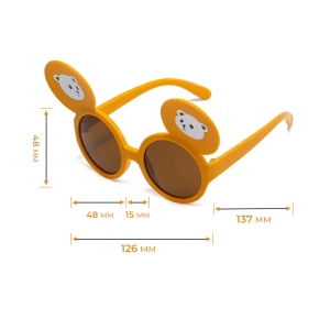 Ochelari de soare pentru copii, unisex, model cu urechiuse de ursulet, flexibili, marime universala, portocalii - Img 4