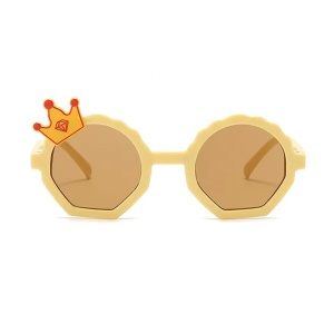 Ochelari de soare pentru copii, unisex, model printi si printese, marime universala, galbeni - Img 2