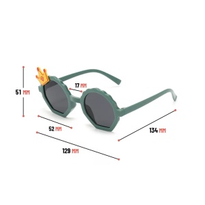 Ochelari de soare pentru copii, unisex, model printi si printese, marime universala, verzi - Img 4