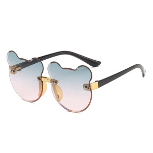 Ochelari de soare pentru copii, unisex, model ursulet, gradient, marime universala, verzi cu mov