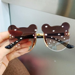 Ochelari de soare pentru copii, unisex, model ursulet, gradient, marime universala, maro - Img 2
