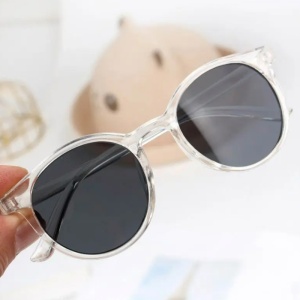 Ochelari de soare pentru copii, unisex, model vintage, rame fashion, M2, marime universala, transparenti - Img 3