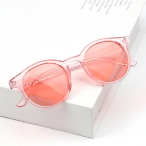 Ochelari de soare pentru copii, unisex, model vintage, rame fashion, M2, marime universala, roz - Img 4