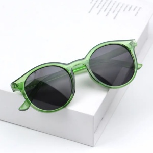 Ochelari de soare pentru copii, unisex, model vintage, rame fashion, marime universala, verzi - Img 2