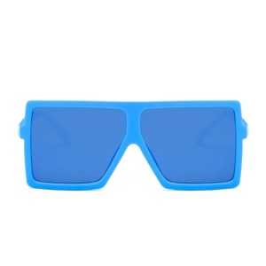Ochelari de soare pentru copii, unisex, model voluminos cool, tematica fashion summer, marime universala, albastri - Img 2