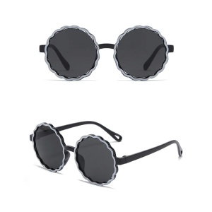 Ochelari de soare pentru copii, unisex, rotunzi, model summer cool, marime universala, negri - Img 3
