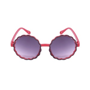 Ochelari de soare pentru copii, unisex, rotunzi, model summer cool, marime universala, rosii - Img 3