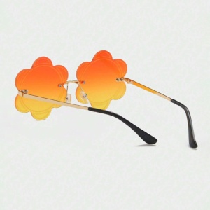 Ochelari de soare pentru femei, model cu floare, tematica I love retro flower, marime universala, portocalii - Img 4