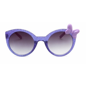 Ochelari de soare pentru fetite, model cu rama semitransparenta accesorizata cu fundita chic, tematica glitter summer, marime universala, mov - Img 2