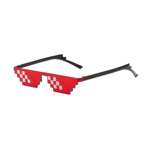 Ochelari de soare, unisex, model pixelat, tematica thug life, marime universala, rosii