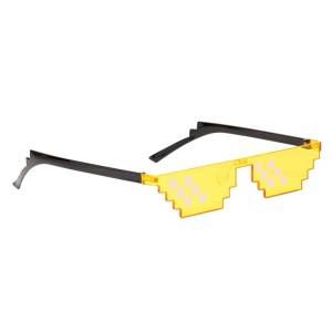 Ochelari de soare, unisex, model pixelat, tematica thug life, marime universala, galbeni - Img 2